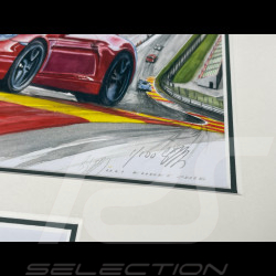 Cadre Porsche 911 Coupe Type 991 2019 Porsche Speed Cup Spa Cadre en Bois Noir avec esquisse 25 x 30 cm - Uli Ehret
