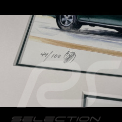 Porsche Rahmen 911 Targa Typ F 1966 Schwarzer Holzrahmen mit Skizze 25 x 30 cm - Uli Ehret