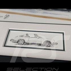 Cadre Porsche 911 Targa Type F 1966 Cadre en Bois Noir avec esquisse 25 x 30 cm - Uli Ehret