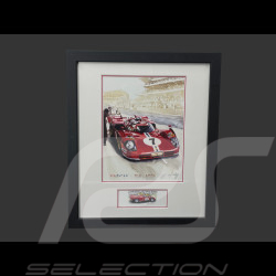 Ferrari Frame 512 S n° 7 24h Le Mans 1970 Black Wooden Frame with Sketch 25 x 30 cm - Uli Ehret