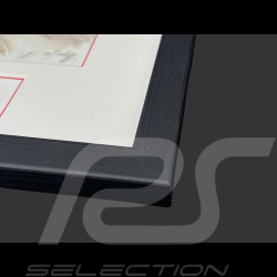 Ferrari Frame 512 S n° 7 24h Le Mans 1970 Black Wooden Frame with Sketch 25 x 30 cm - Uli Ehret