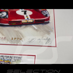 Cadre Ferrari 512 S n° 7 24h Le Mans 1970 Cadre en Bois Noir avec esquisse 25 x 30 cm - Uli Ehret