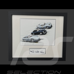 Cadre Porsche 356 Abarth Carrera GTL / 356 Speedster / 550 A Coupe Cadre en Bois Noir avec esquisse 25 x 30 cm - Uli Ehret