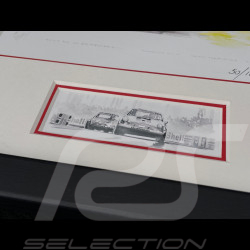 Porsche Rahmen 911 S n° 42 24h Le Mans 1971 Schwarzer Holzrahmen mit Skizze 25 x 30 cm - Uli Ehret