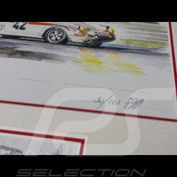 Porsche Frame 911 S n° 42 24h Le Mans 1971 Black Wooden Frame with Sketch 25 x 30 cm - Uli Ehret