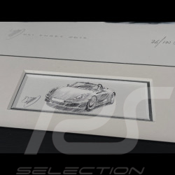 Cadre Porsche Boxster Type 718 2016 Cadre en Bois Noir avec esquisse 25 x 30 cm - Uli Ehret