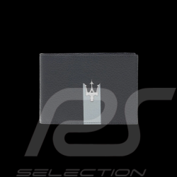 Portefeuille Maserati en Cuir Trident Bleu Marine Fabriqué en Italie 920015437
