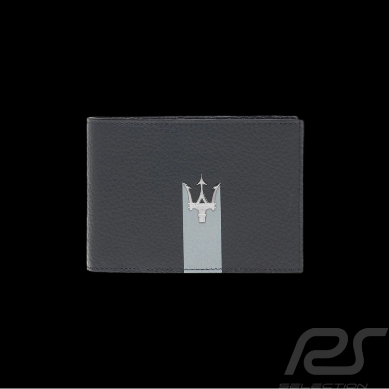 Maserati Wallet in Leather Trident Navy Blue Made in Italy 920015437