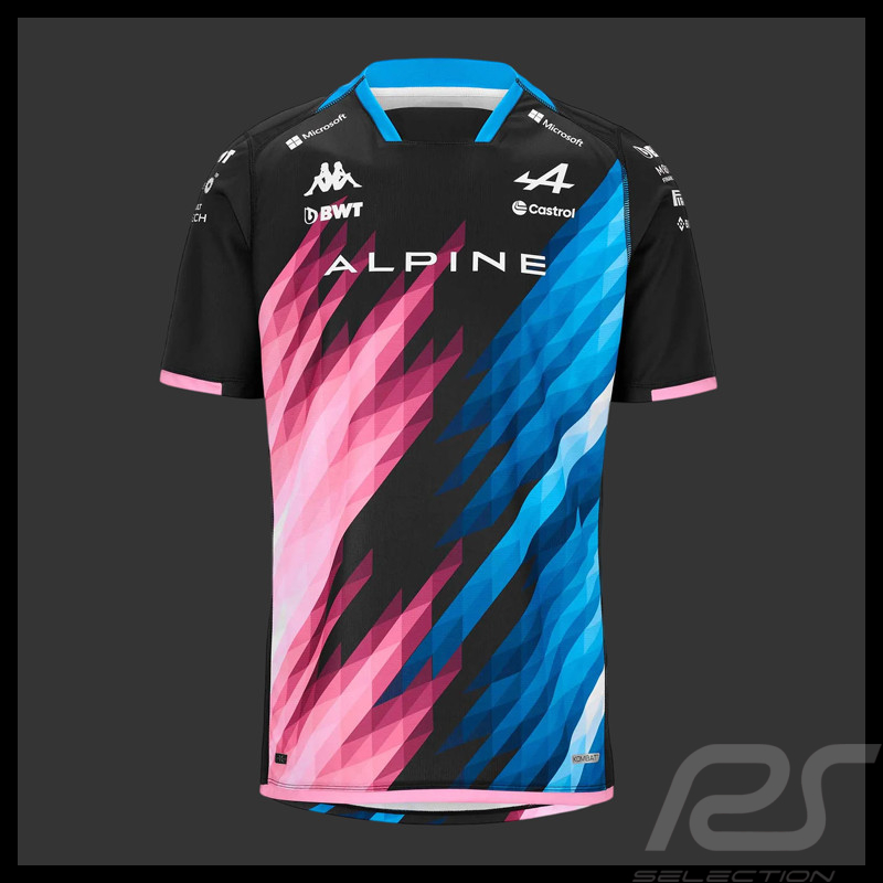 Alpine T-Shirt F1 Team Pierre Gasly n° 10 Kappa Graphic Schwarz / Blau / Pink 321R79W-A01 - kinder