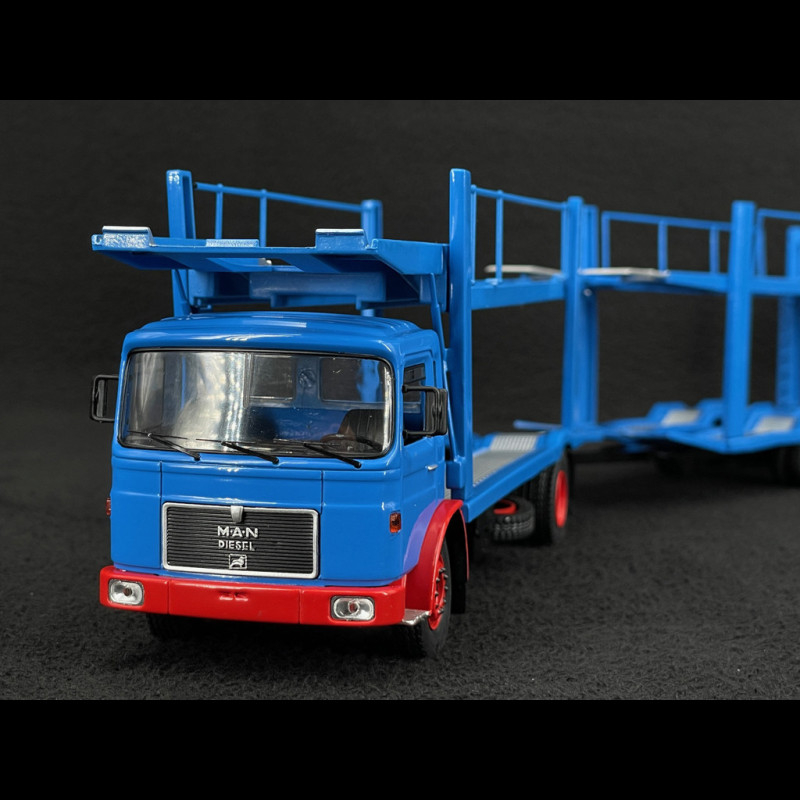 Man Truck Car Carrier Truck with Trailer 1970 Blue 1/43 Ixo TTRX034