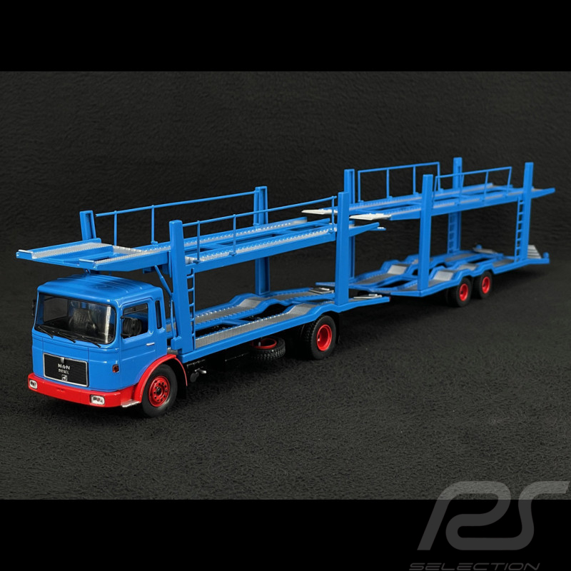 Man Truck Car Carrier Truck with Trailer 1970 Blue 1/43 Ixo TTRX034