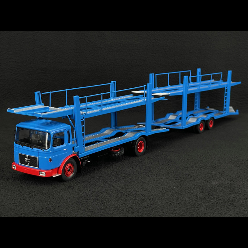 Man Truck Car Carrier Truck with Trailer 1970 Blue 1/43 Ixo TTRX034