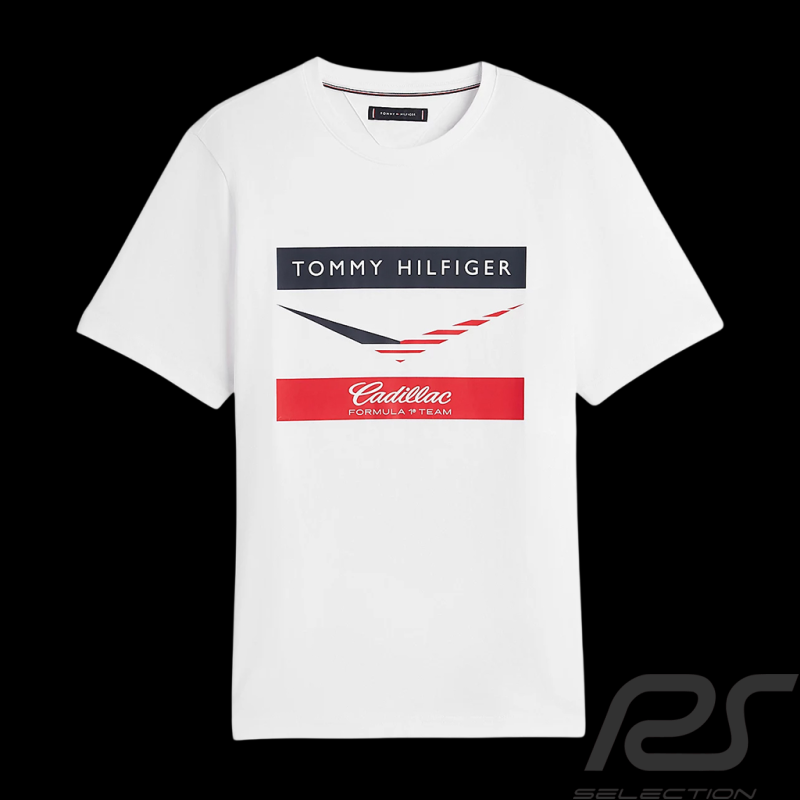 Cadillac T-Shirt F1 Team X Tommy Hilfiger Chevron 2026 Weiß MN0MN00101YBR - Unisex