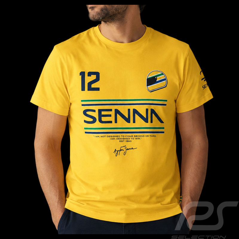 Ayrton Senna T-Shirt F1 n° 12 Gelb ASLE01015-YLW - unisex