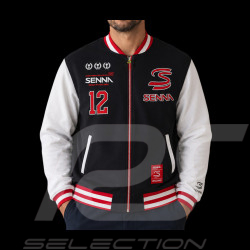 Ayrton Senna Jacket F1 n° 12 Varsity Black ASRC04002-BLK - unisex