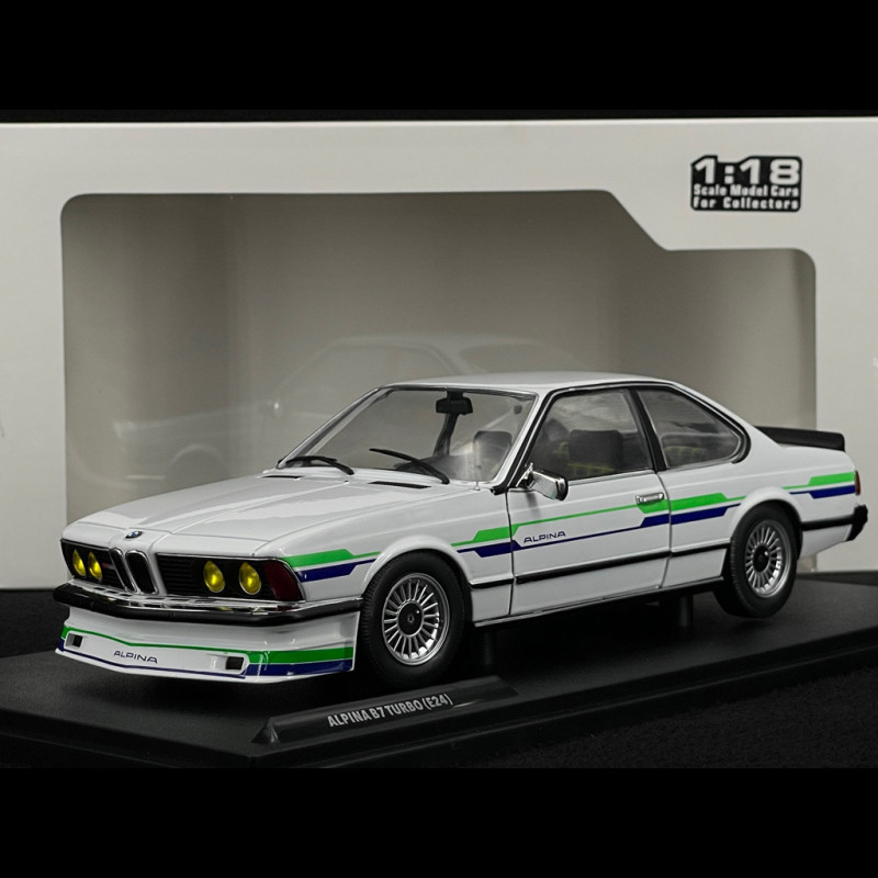 BMW Alpina B7 Turbo 1984 White / Blue and Green Stripes 1/18