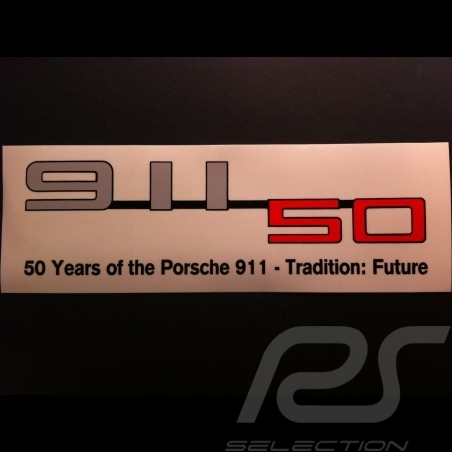 Autocollant Porsche 50 ans 911 transparent 25 x 8 cm Sticker Porsche 50 years 911 Aufkleber Porsche 911 50 jahre