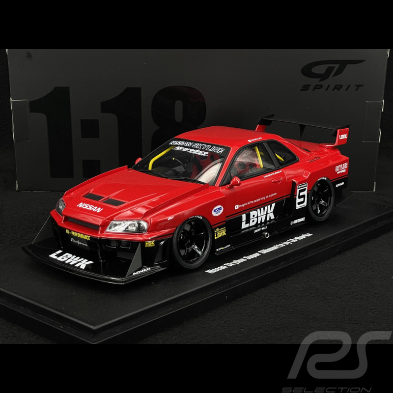 Nissan Skyline R34 GTR Liberty Walk LB-ER34 Super Silhouette 2020 Rouge Actif / Noir 1/18 GT Spirit GT570