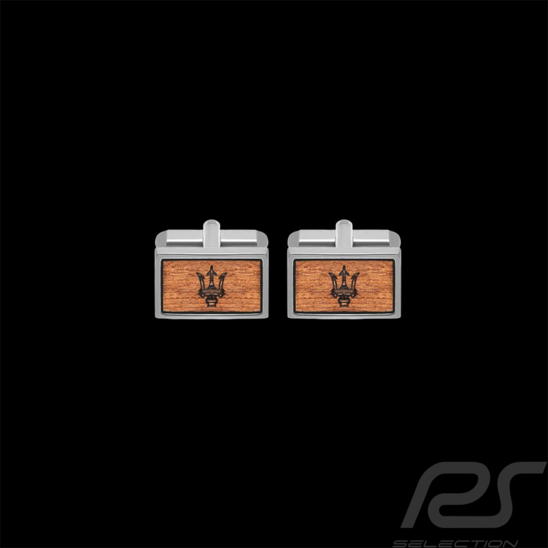Boutons de Manchette Maserati Trident Argent / Bois 920018059