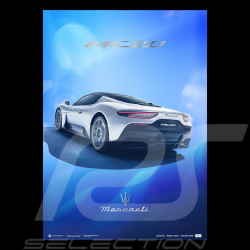 Maserati Poster MC20 Rear View Blue / White 920029612
