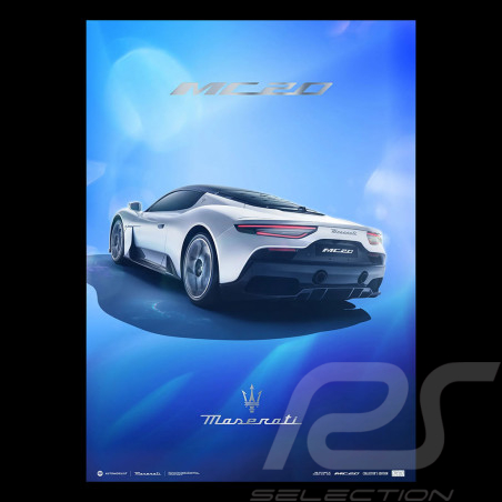 Poster Maserati MC20 Vue Arrière Bleu / Blanc 920029612