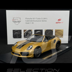 Porsche 911 Turbo S Type 991 Exclusive Series Cabriolet 2017 Or Jaune Métallique RS Selection x Spark 1/18 18RSF004