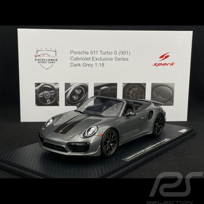 Porsche 911 Turbo S Type 991 Exclusive Series Cabriolet 2017 Agate Metallic Grey RS Selection x Spark 1/18 18RSF005