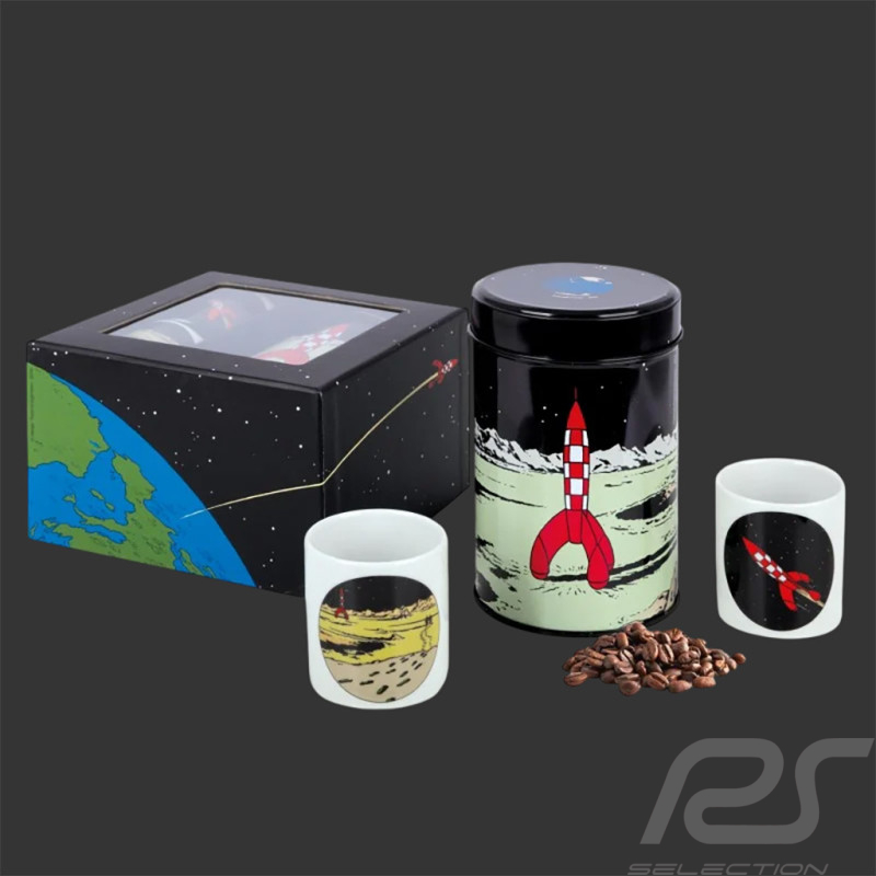 Tim und Struppi Geschenkset - Bio Kaffee mit Tassen - Reiseziel Mond / Die Mondlandung 17009