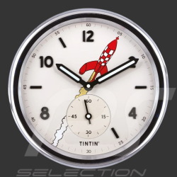 Tim und Struppi Uhr Mond mit Rakete - Reiseziel Mond - 35 cm Silber 82055