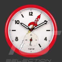 Tim und Struppi Uhr Mond mit Rakete - Reiseziel Mond - 35 cm Rot 82056
