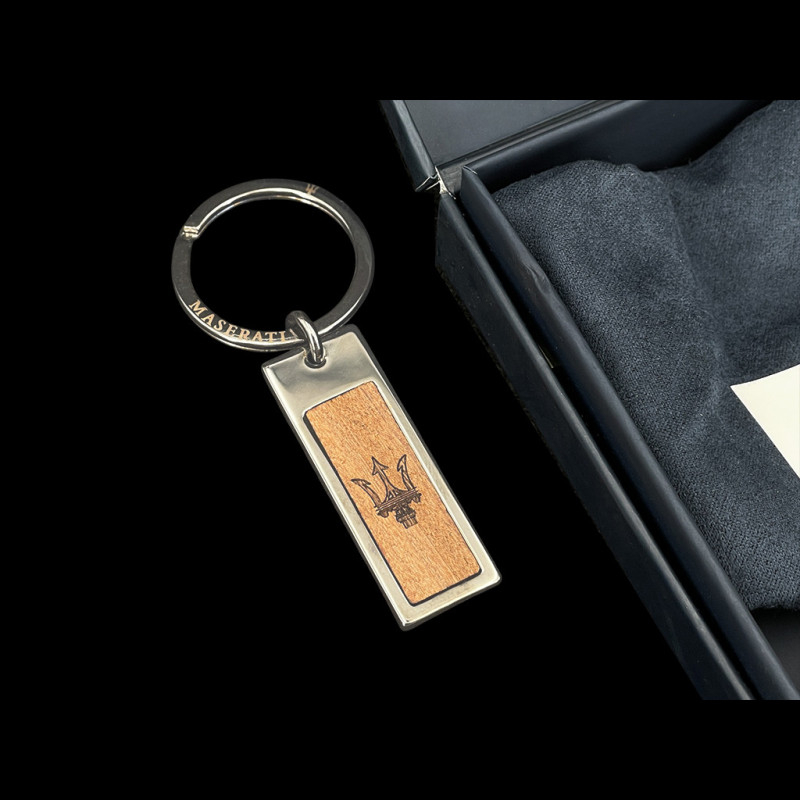 Maserati Keyring Trident Silver / Wood 920018060