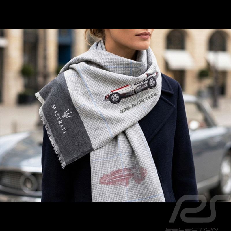 Maserati Scarf Classic 1914 Made in Italy Grey / White 920018040