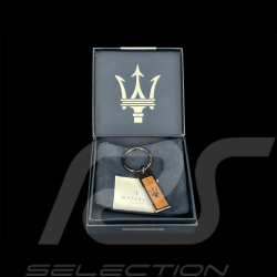 Maserati Schlüsselanhänger Dreizack Silber / Holz 920018060