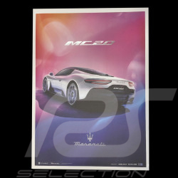 Maserati Poster MC20 Rear View Pink / Blue / White 920029610