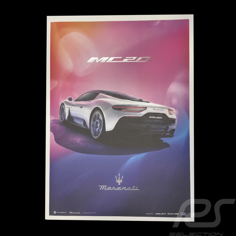 Poster Maserati MC20 Vue Arrière Rose / Bleu / Blanc 920029610