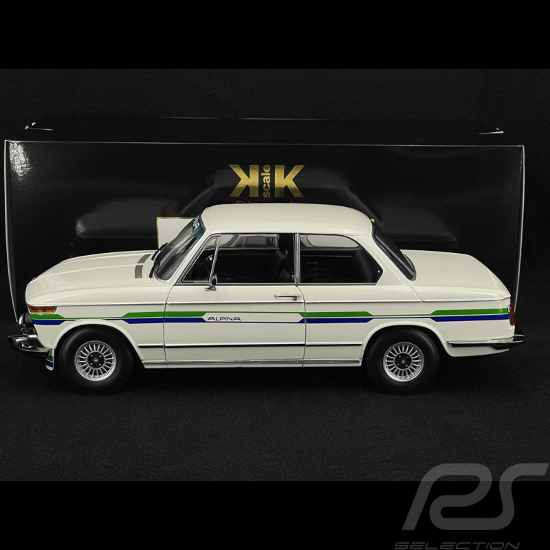 BMW 2002 Alpina SERIE 2 1974 Blanc avec Bandes Bleu/Vert 1/12 KK-Scale KKDC120104