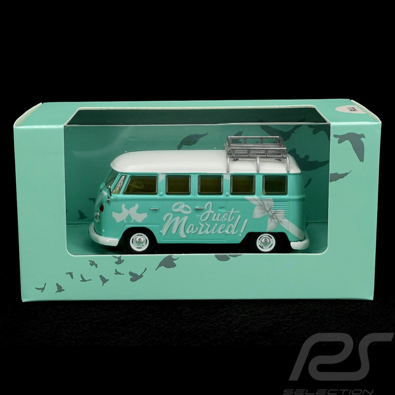 Volkswagen Combi T2 Camper 1967 Jeunes Mariés Bleu / Blanc 1/43 Corgi Toys CRG-CC02737