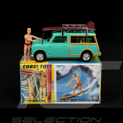 Mini Countryman 1965 with Roof Racks and Surfboard Turquoise Blue 1/42 Corgi Toys CD54321014