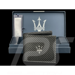 Portefeuille Maserati en Cuir Trident Noir / Carbone Fabriqué en Italie 920015452