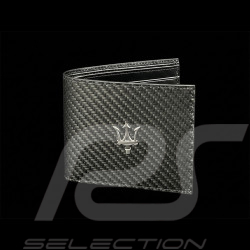 Maserati Geldbörse aus Leder Trident Schwarz / Carbon Hergestellt in Italien 920015452