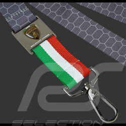 Porte-Clés Lamborghini Squadra Corse Tour de Cou Drapeau Italie Gris LB17L