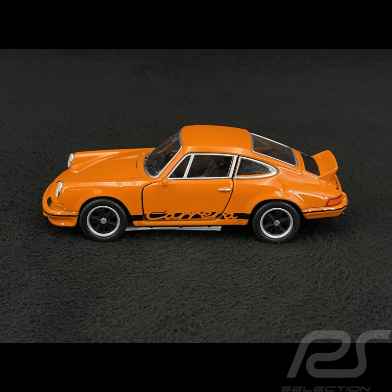 Porsche 911 Carrera RS 2.7 1973 Orange / Bandes Noires Jouet à friction 1/38 Welly MAP01091124