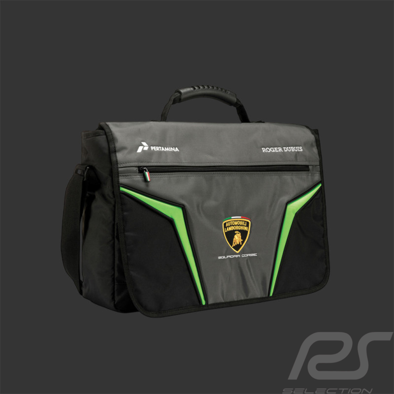 Lamborghini Umhängetasche Squadra Corse Schwarz / Grau / Grün LC321904