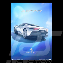 Maserati Poster MC20 Rear View Blue / White 920029612