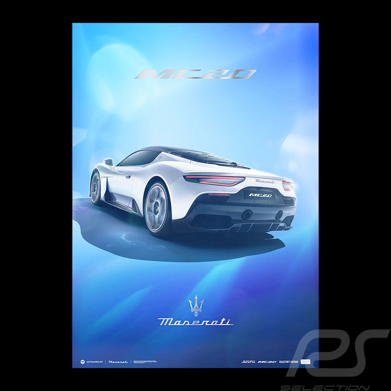 Poster Maserati MC20 Vue Arrière Bleu / Blanc 920029612