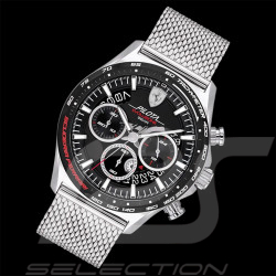 Montre Ferrari Pilota Evo Chronographe Bracelet Maille Argent FE-083-0826