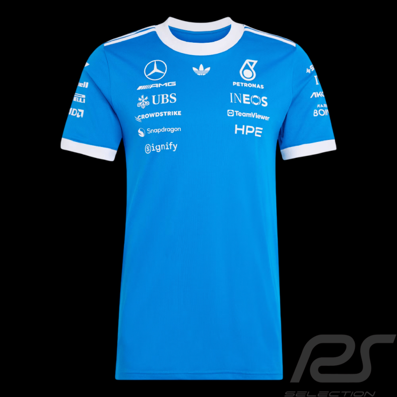 T-Shirt Mercedes-AMG Petronas F1 Team Blue Wonder Bleu / Blanc Adidas KW1660 - Mixte