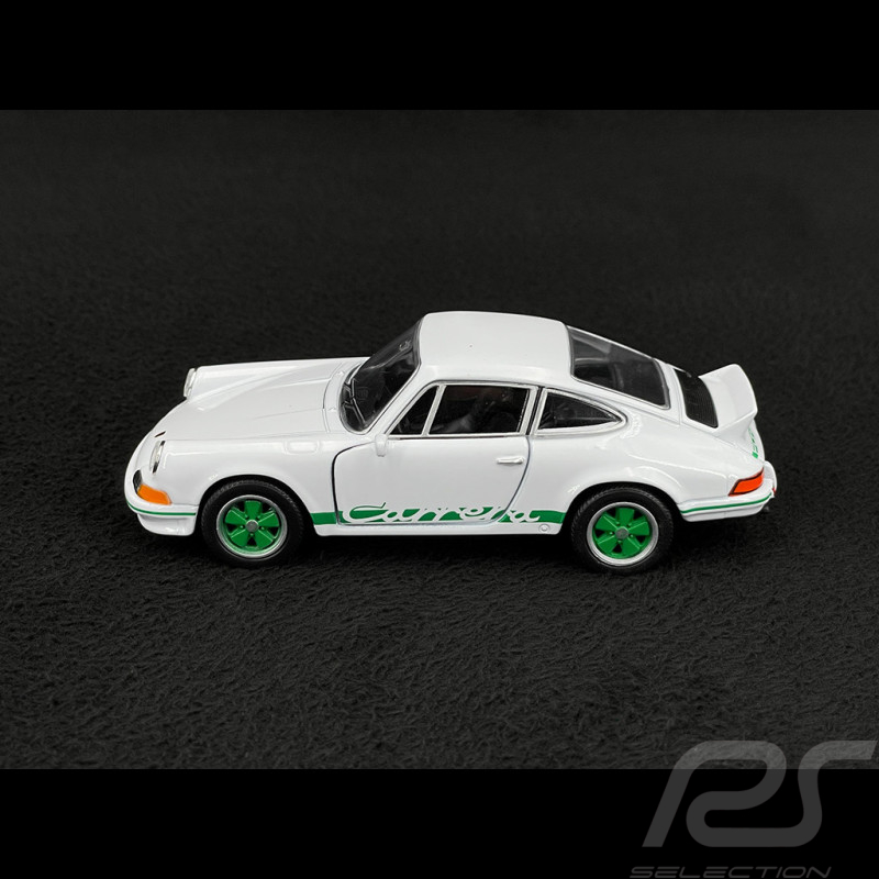 Porsche 911 Carrera RS 2.7 1973 Weiß / Grün Streifen Reibungsspielzeug 1/38 Welly MAP01091124