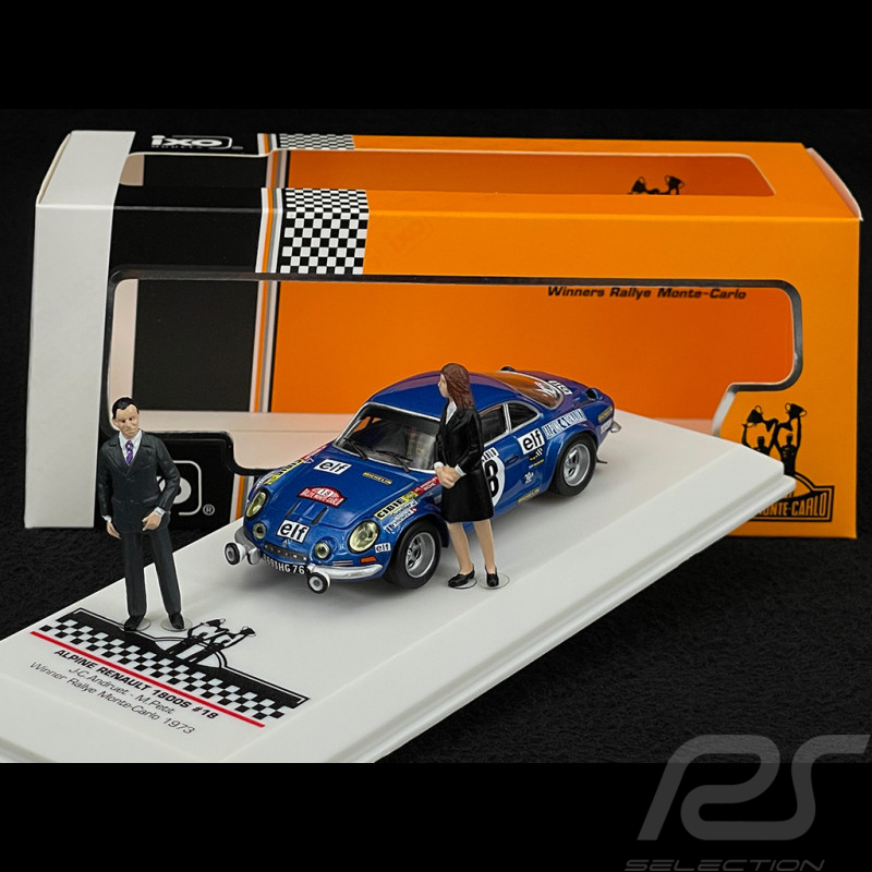 Alpine A110 1800 S n° 18 Vainqueur Rallye Monte Carlo 1973 avec Figurines 1/43 Ixo SPRM001-73