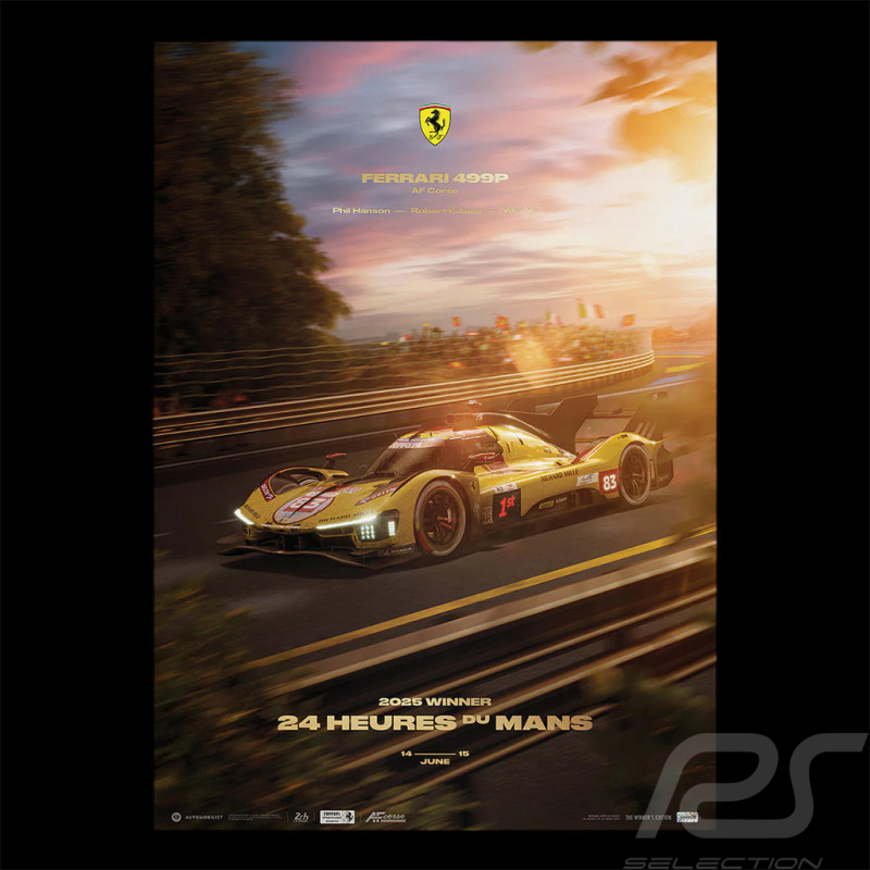 Poster Ferrari 499P n° 83 Vainqueur 24h Le Mans 2025 50 x 70 cm PROD01005334